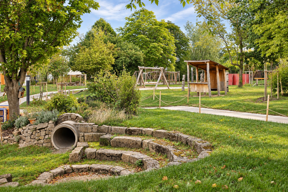 Integration der bestehenden Terrassierung und Ergänzung eines Spielhauses
